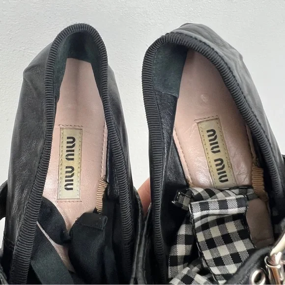 Miu Miu Ribbon Strap Mary Jane Leather Ballet Flats - Picture 10 of 12